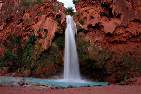 Havasu Falls in the Grand Canyon (just outside the National Park in the Havasupai Reservation ...