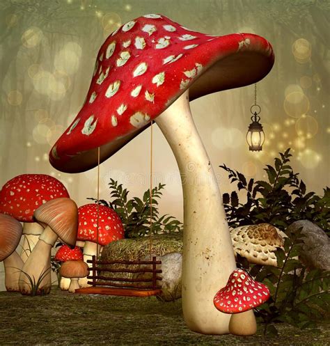 Elf fantasy garden stock illustration. Illustration of fantasy - 52149818 | Hongos dibujos ...