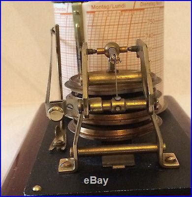 Vintage German Barograph Barometer wind up movement works extra papers | Barometers