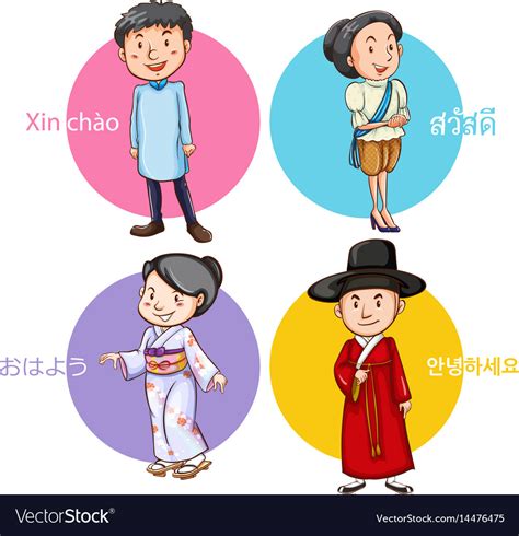 People from different countries greeting Vector Image