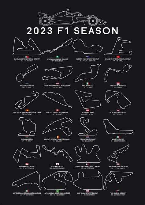 2023 F1 Calendar Print - Perfect home decoration | Formule 1 auto ...