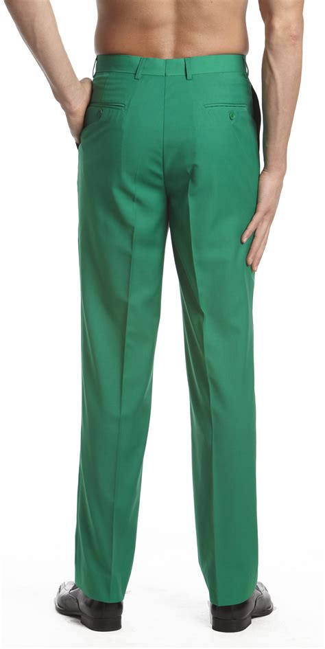 CONCITOR Men's Dress Pants Trousers Flat Front Slacks EMERALD GREEN 44