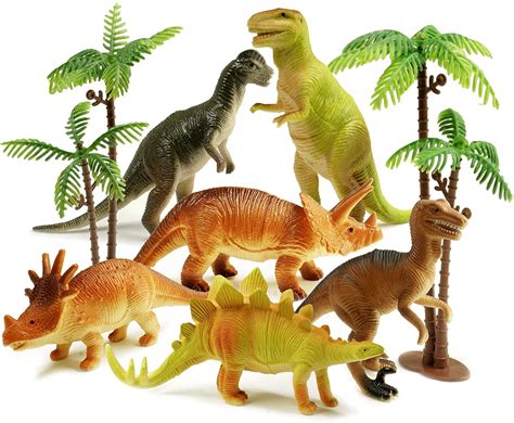 JoyX Pack of 8 Dinosaur Toy Set | 6 Educational, Realistic Dinosaurs Figures; T-Rex Triceratops ...