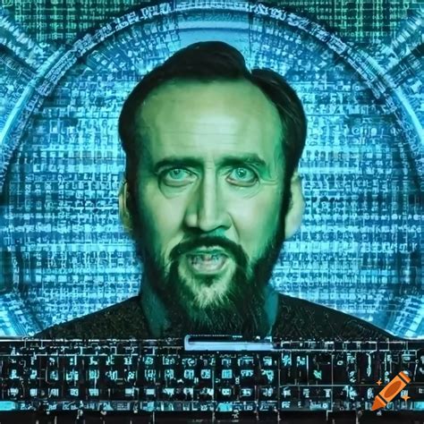 Nic cage as a hacker in front of a computer screen
