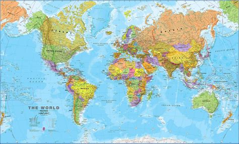 Buy World Map For Wall – Topographic Map of Usa with States