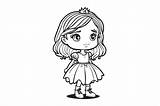Cute Little Princess Vector Coloring Page For Kids 26317026  sketch template