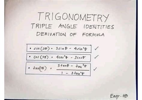 SOLUTION: Trigonometry triple angles identities derivation of formulas important notes - Studypool