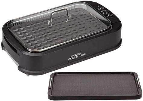 Power XL Smokeless Electric Indoor Removable Grill and Griddle Plates, Nonstick Cooking Surfaces ...