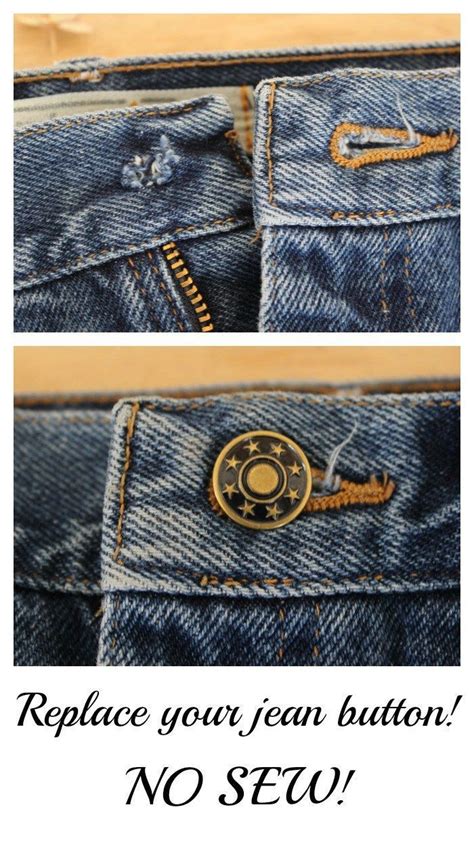 Replace a jean button - no sew (easy!!) | Jeans button, Sewing jeans, Sewing a button