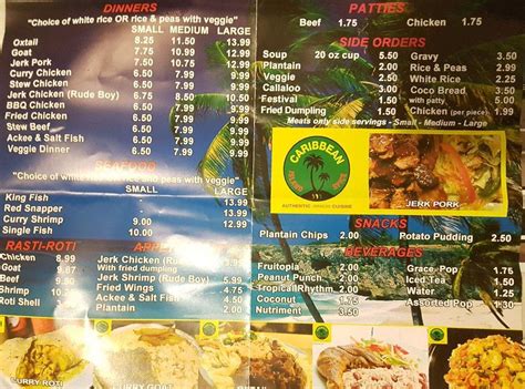 Menu at Caribbean Island Spice restaurant, Windsor