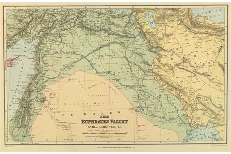 1900 Map The Euphrates Valley Syria Kurdistan Andc Middle East Map ...