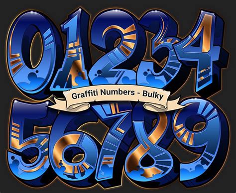 Design: bulky_numbers - Font: Bulkt | Graffiti font, Graffiti numbers, Graffiti art letters