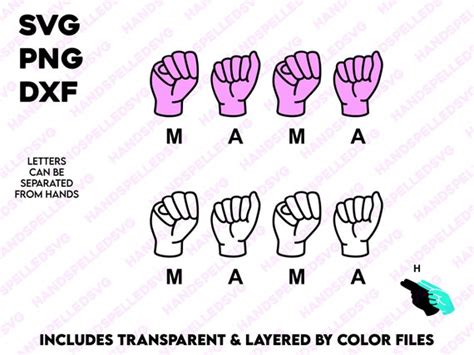 Mama American Sign Language Alphabet SVG PNG DXF Mom Mommy - Etsy