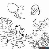 Drawing Underwater Coral Reef Sketch Coloring Page sketch template