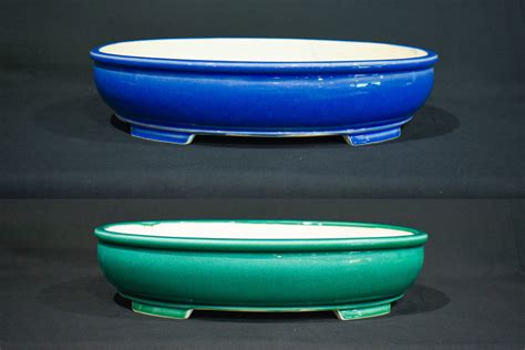 14" - Glazed Bonsai Pots - Oval - Wigert's Bonsai
