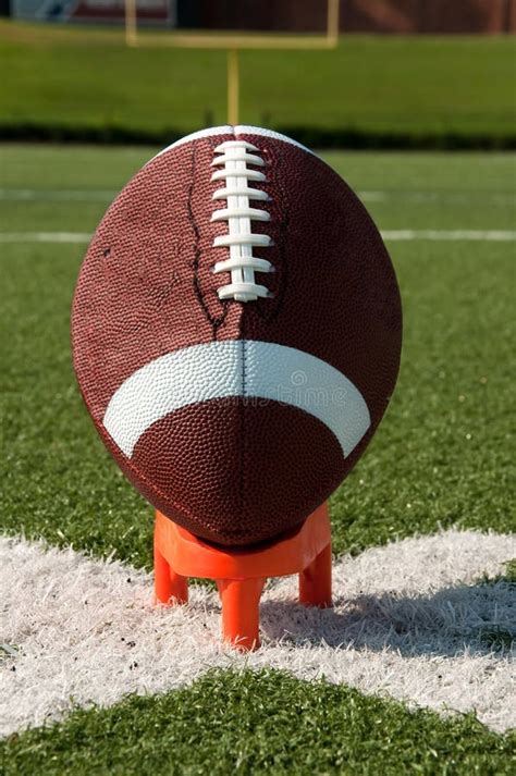 American Football on Kicking Tee Closeup Stock Image - Image of ...