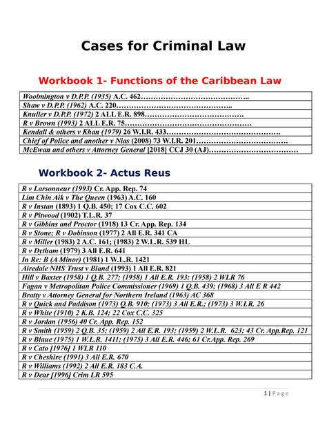 Cases for Criminal Law - Cases for Criminal Law Workbook 1 - Functions ...