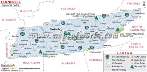 Tennessee National Parks Map | National parks map, Tennessee state parks, National parks