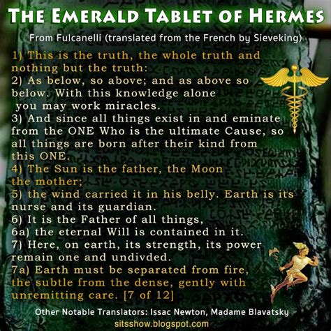 The Emerald Tablet of Hermes | 12 Translations - Natural Law and ...