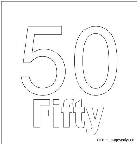 Number Fifty Coloring Page - Free Printable Coloring Pages