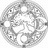 Coloring Pages Pagan Moon Sun Wiccan Printable Adult Mandala Adults  sketch template