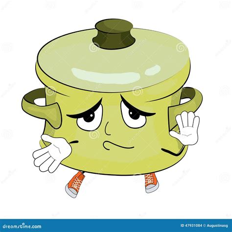 Innocent saucepan cartoon stock illustration. Illustration of green ...