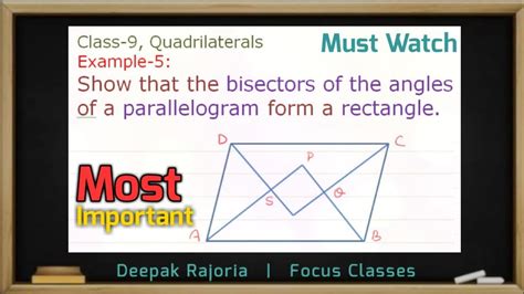 Show that the bisectors of angles of a parallelogram form a rectangle | 9th Quadrilaterals ...