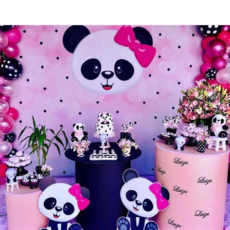 CARTOON PANDA BABY SHOWER BACKDROP PINK CHILDREN BIRTHDAY PARTY ...