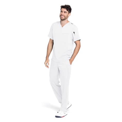 Mens Grey’s Anatomy Stretch Wesley Scrub Pants – White - The Uniform Edit