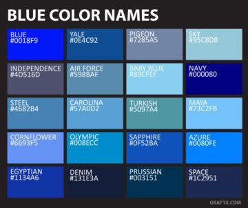 Names And Codes Of All Color Shades