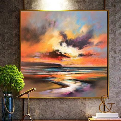 Abstract acrylic painting yellow sunset scenery landscape | Etsy