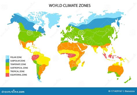 Map Of The Earth Labeled With Climate Zones