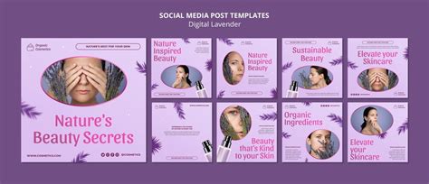 Free PSD | Digital lavender instagram posts