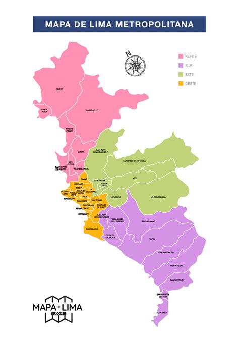 Mapa de los distritos de Lima Metropolitana