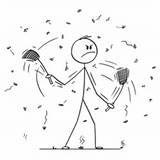 Cartoon Stick Figure Swatting Flies Sticker sketch template