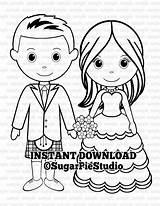 WEDDING COLORING Page  Kilt Kids Table Activity Favor Colouring sketch template