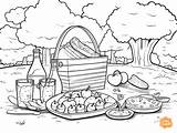 Picnic Coloring Page For Adults  Free Printable sketch template