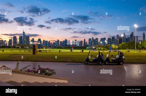 Dubai skyline at sunset, UAE Stock Photo - Alamy