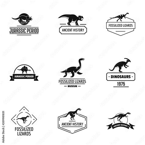 Dino logo set. Simple set of 9 dino vector logo for web isolated on white background Stock ...