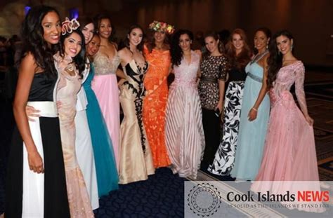 Miss World Cook Islands Natalia Short surrounded by fellow contestants at the Miss World Pageant ...