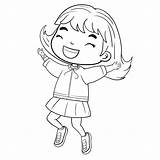 Premium Vector  Happy Kids Girl Children vector cartoon coloring Books sketch template