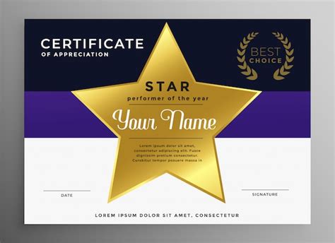 Free Vector | Certificate of appreciation template with golden star