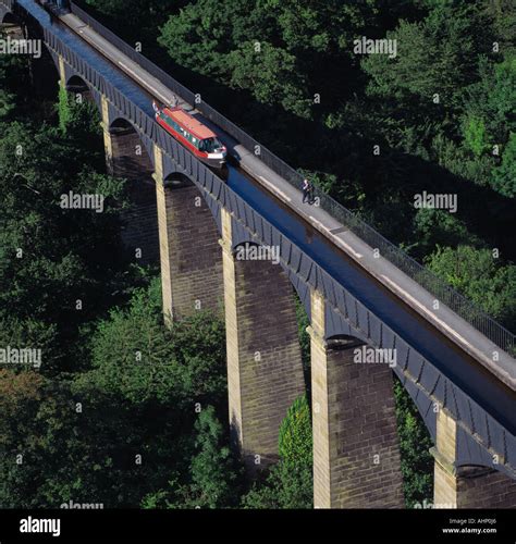 Pontcysyllte Aqueduct & canal boat Llangollen Wales aerial view Stock Photo: 8296997 - Alamy