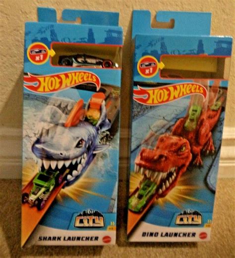 HOT WHEELS CITY DINO SHARK LAUNCHER PLAYSET WITH VEHICLE *NEW ...