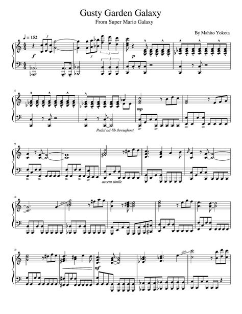 Super Mario Galaxy - Gusty Garden Galaxy (From Super Mario Galaxy-For Piano Solo) Sheets by poon