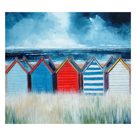 beach huts canvas painting by stuart roy | notonthehighstreet.com