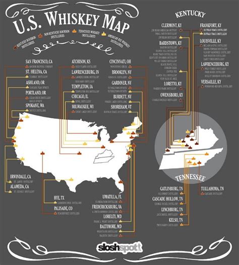 Whiskey map showing all distilleries, large or small, making whiskey in ...