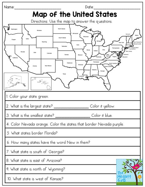 Map of the United States- answer the questions. This November NO PREP ...