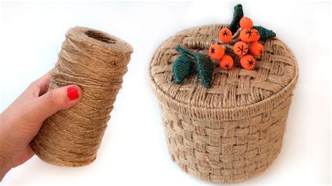 DIY Wicker basket with Jute Rope and Cardboard | Jute Rope Basket ...