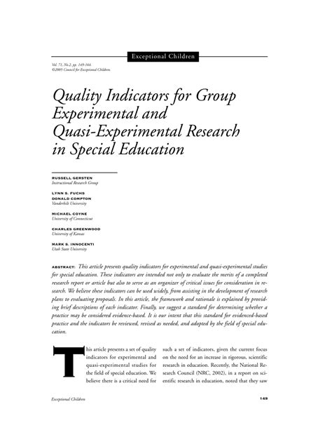 (PDF) Quality Indicators for Group Experimental and Quasi-Experimental ...